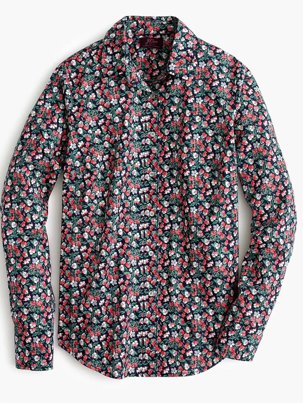 J Crew Liberty Of London Perfect Slim Fit Shirt Sarah Floral Black Red 6 Cotton